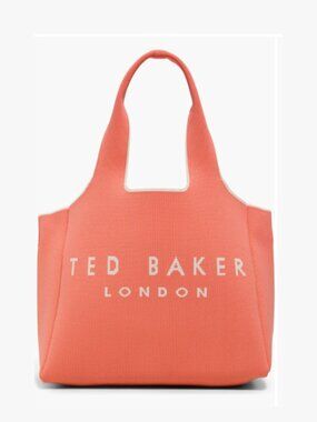 Ted Baker Sara Orange Knit Tote Bag - Large Crossbody Handbag Neon Summer Beach
